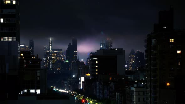 Clouds On Time Square in the night