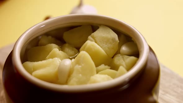 I Add Water to the Boiled Potatoes