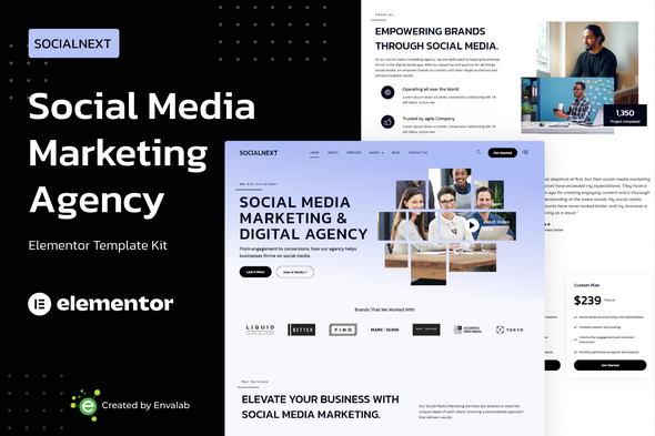 Socialnext - Social Media Marketing Agency Elementor Pro Template Kit