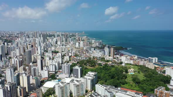 Cityscape of Salvador state of Bahia Brazil. Tropical scene tourism city.