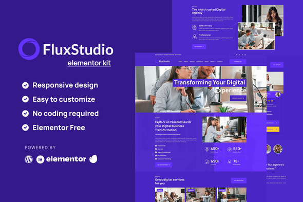 Flux – Digital Agency Elementor Template Kit – 0 Sold!