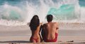 Ocean Waves Contemplation of Young Adult Tourist Couple on Tropical Beach - PhotoDune Item for Sale