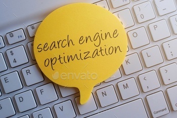 Top view image of speech bubble with text Search Engine Optimization