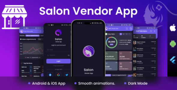 Salon Vendor Flutter App - UI Kit