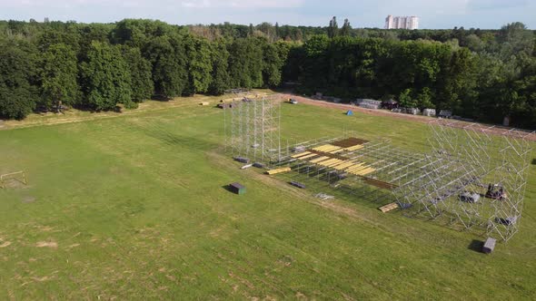 Installation of a Stage for a Concert in the Park