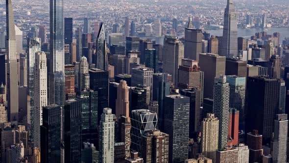 Aerial View of a New York Manhattan Filmed From a Helicopter