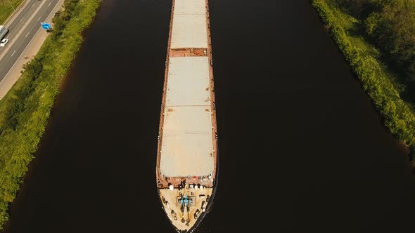 Aerial viewBarge on the River