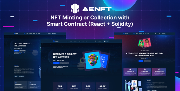 Aenft - NFT Minting or Collection with Smart Contract (React + Solidity)