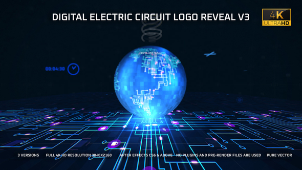 Digital Electric Circuit Logo Reveal- v3