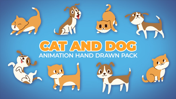 Cat And Dog Animation Hand Drawn Pack