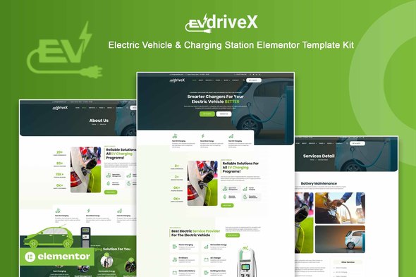EVdriveX - Electric Vehicle & Charging Station Elementor Template Kit
