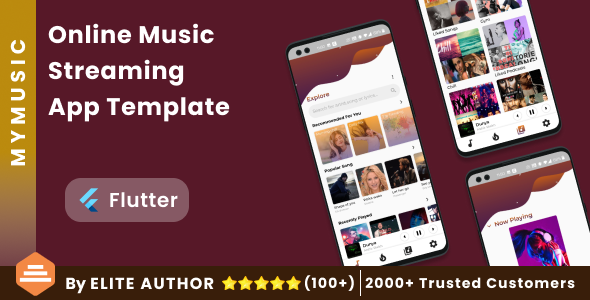 Online Music Streaming Android App Template+iOS App Template| Flutter | Music Player App | MyMusic
