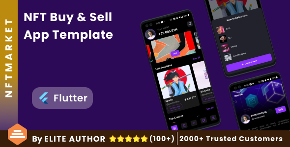 NFT Marketplace App | NFT buying selling Android + iOS App Template  | Flutter | NFTMarketPlace