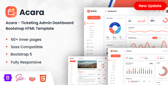 Acara - Ticketing Admin Dashboard Bootstrap HTML Template