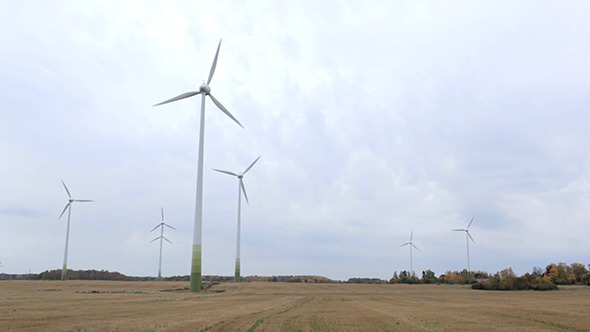Many Wind Turbines in the Field