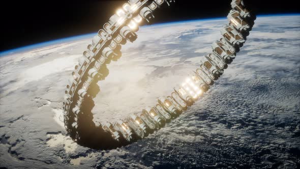 Futuristic Space Station on Earth Orbit