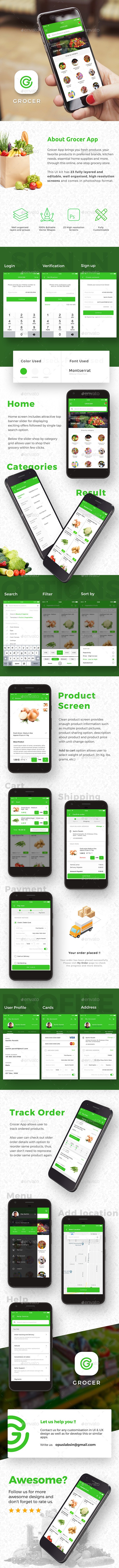 Grocery Ordering & Delivery App UI | Grocery Business UI | Online Grocery App UI Kit | Grocer