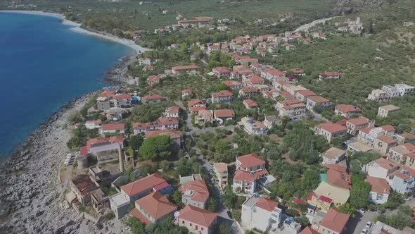 Aerial view on Kardamyli town, Greece. Tourism concept in Europe