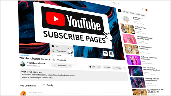 Realistic YouTube subscribe page PACK