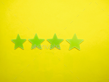 r on yellow background. Four star review is generally considered to be positive and good experience