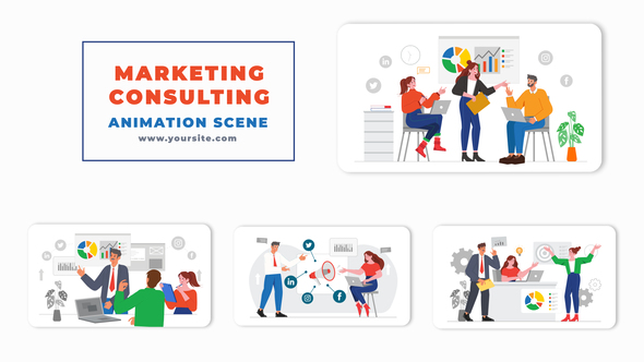 Marketing Consultation Flat Character Animation Scene