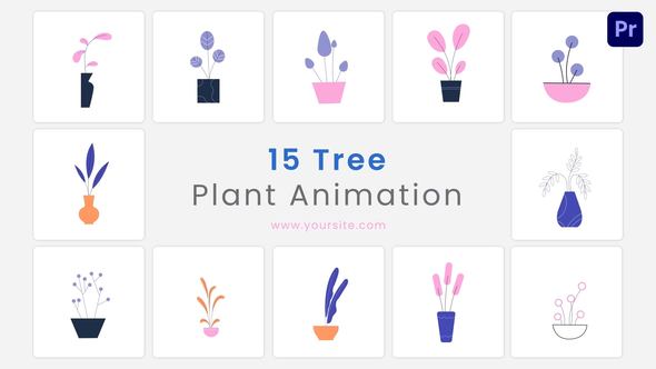 Flat Tree Plant Animation Scenes Pack