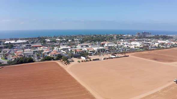 The coastal city Carlsbad in California. Aerial view of a housing community