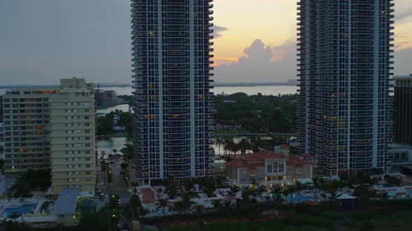 Aerial view of buildings in Miami