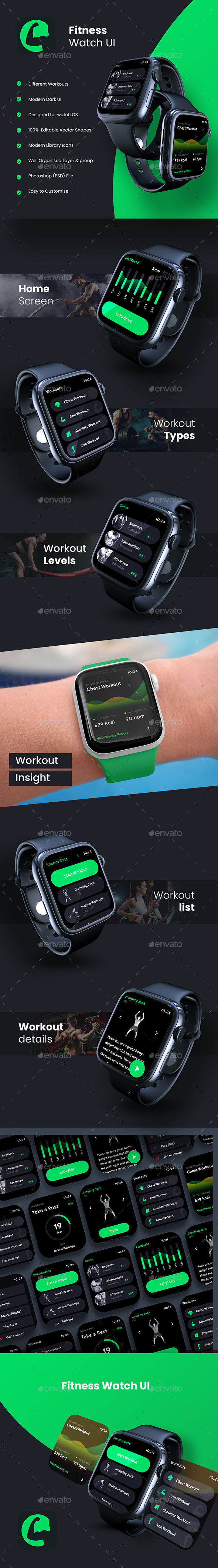 Fitness Tracking Watch App UI | Workout watch UI | Fitness Tracker App UI