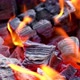 Hot coals are burning. Sparks from fire. - VideoHive Item for Sale