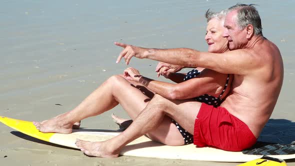 Senior couple sitting on the beach