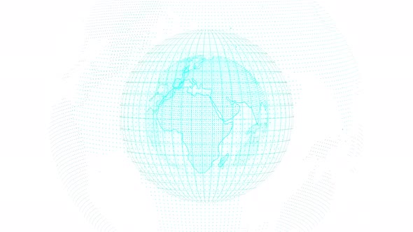 Cyan Color Spinning 3d Earth Animated White Background