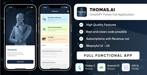 Thomas.AI : ChatGPT by OpenAI : Flutter full application for android & iOS