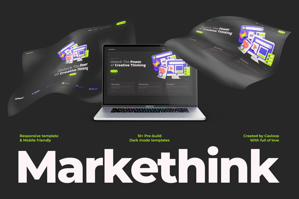 Markethink - Dark Mode Digital Marketing Agency Elementor Template Kit