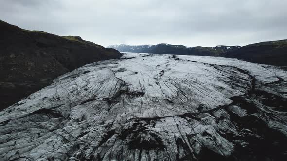 Drone Flying over Glacier Ice Vatnajokull National Park Iceland