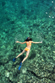 Woman Snorkeling in the Sea. Aerial View by Drone - PhotoDune Item for Sale