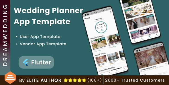 Wedding Planning Android App Template + iOS App Template | 2 Apps | Flutter | DreamWedding