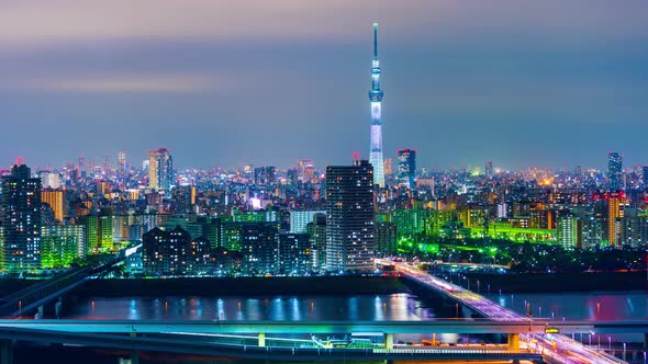 Day to night time lapse of Tokyo cityscape, Japan