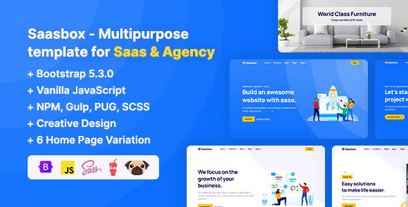 Saasbox – Multipurpose HTML Template for Saas & Agency