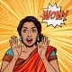 Vector Banner with Indian Surprised Woman Holding - GraphicRiver Item for Sale