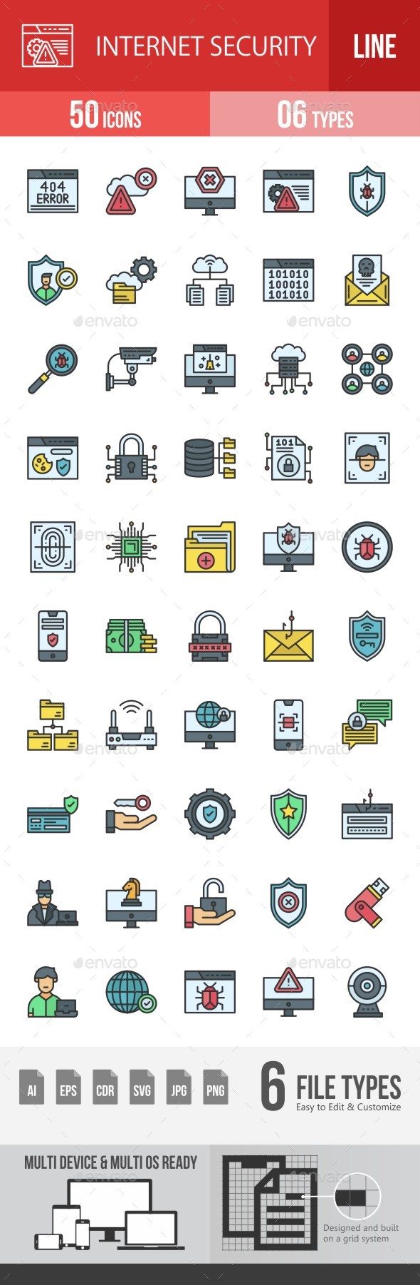 Internet Security Filled Line Icons