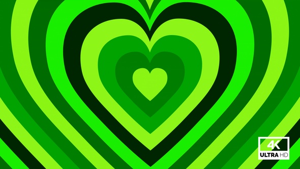 Green Heart Tunnel Colorful Love Shape 4K TikTok Trend Dj Background Looped V4