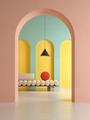 Memphis style conceptual interior room  - PhotoDune Item for Sale