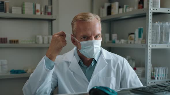 The Happy Doctor Happily Takes Off His Medical Mask