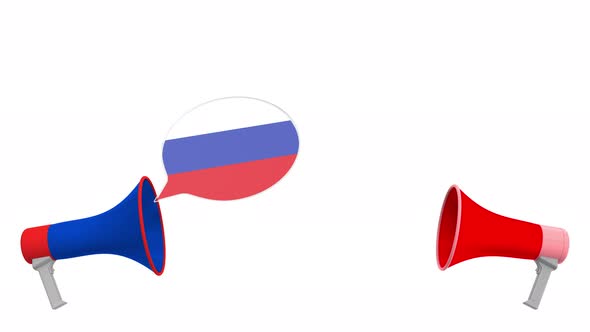 Speech Bubbles with Flags of Georgia and Russia
