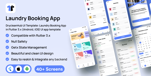 DrycleanHub UI Template: Laundry Booking App in Flutter 3.x (Android, iOS) UI app template