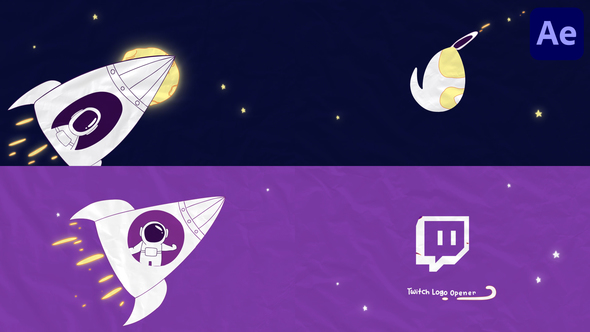 Cartoon Astronaut in Rocket Logo Opener for After Effects alt