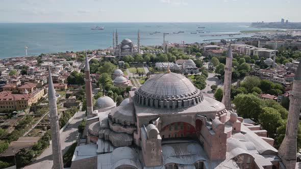 Aerial View of Hagia Sophia Church in Istanbul