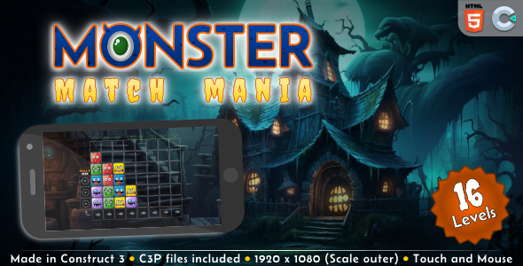 Monster Match Mania - HTML5 Casual game