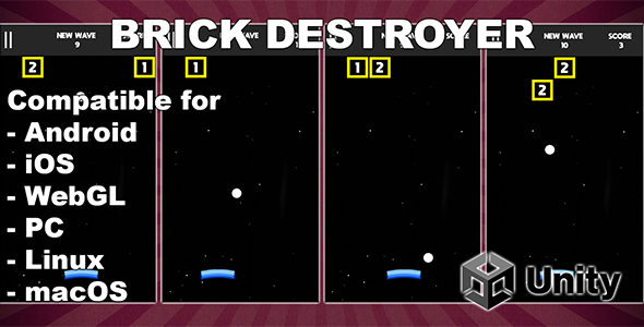 Brick Destroyer - Unity Endless Game - Ready For Release - Android, iOS, WebGL